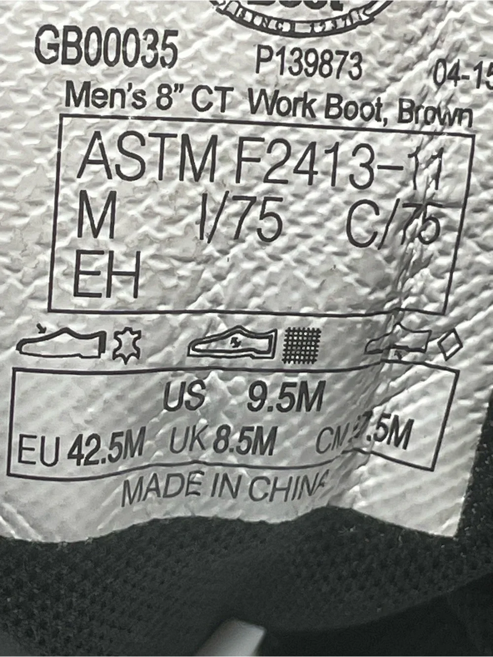Georgia Steel Toe Work Boot Men’s Size 9.5